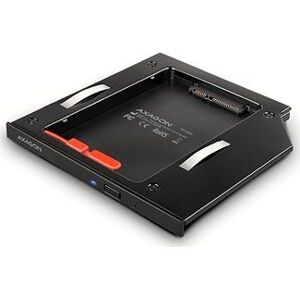 AXAGON RSS-CD09, ALU caddy for 2.5" SSD/HDD into 9.5 mm laptop DVD slot, screwless. LED