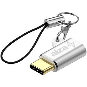 AlzaPower Keychain USB-C (M) na Micro USB (F) strieborná