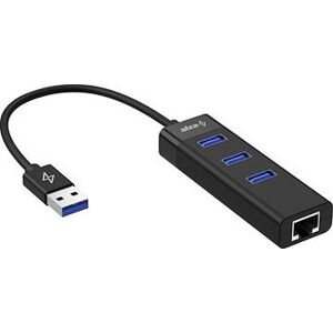 AlzaPower Core USB-A (M) na 3× USB-A (F) s LAN čierna