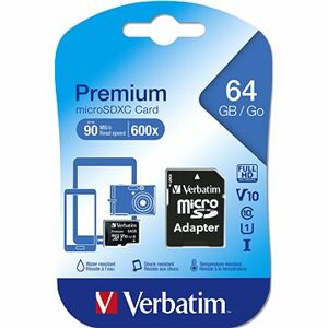 VERBATIM Premium microSDXC 64GB UHS-I V10 U1 + SD adaptér