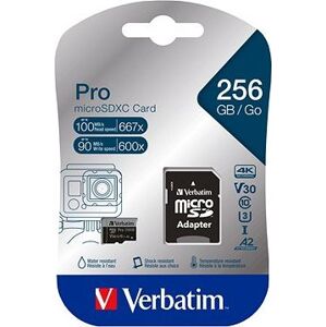 Verbatim MicroSDXC 256 GB Pro + SD adaptér