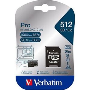 Verbatim MicroSDXC 512 GB Pro + SD adaptér