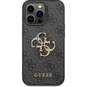 Guess PU 4G Metal Logo Zadný Kryt pre iPhone 14 Pro Grey