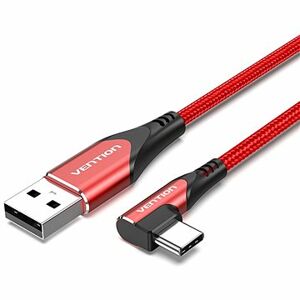 Vention Type-C (USB-C) 90° <-> USB 2.0 Cotton Cable Red 2 m Aluminum Alloy Type