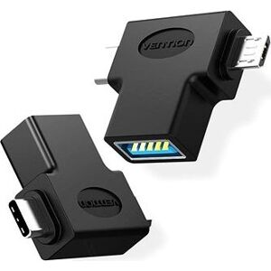 Vention OTG Adapter Black micro USB + USB-C to USB for Android